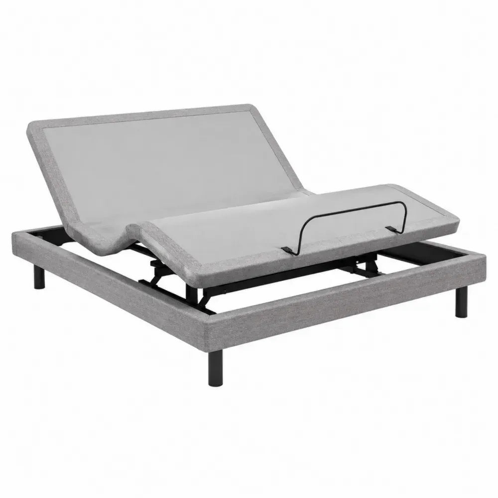 Estructura de cama articulada eléctrica tapizada gris acero y tejido 160 x 200 cm base ajustable con mando